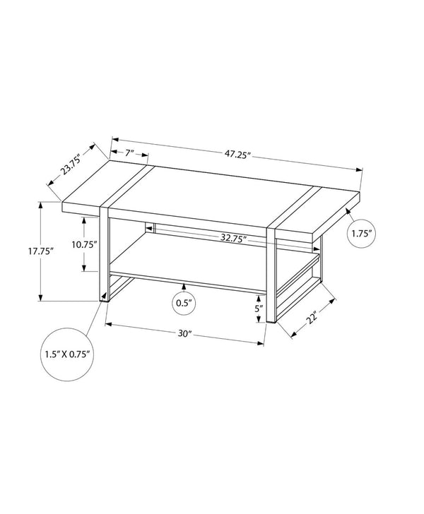English Elm Coffee Table Rectangular Mango Wood Look Top Black Metal Frame with Lower Shelf B2710P501833