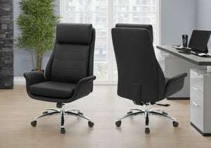 English Elm Office Chair Ergonomic High Back Faux Leather Swivel Seat with Chrome Base Black B2710P501836
