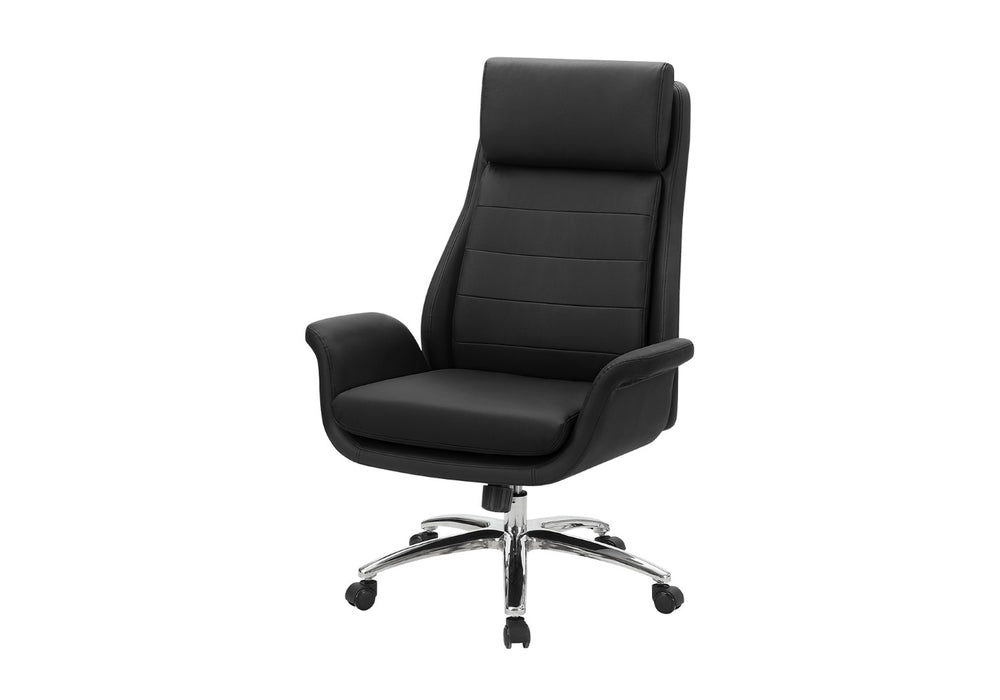 English Elm Office Chair Ergonomic High Back Faux Leather Swivel Seat with Chrome Base Black B2710P501836