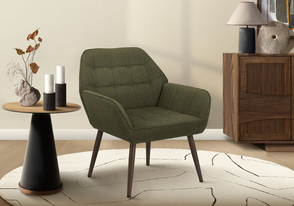 English Elm Accent Chair Upholstered in Soft Fabric with Walnut Metal Legs for Modern Living Rooms Green B2710P501839