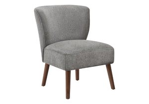 English Elm Accent Chair Armless Curved Back Light Grey Fabric Walnut Legs Mid Century Modern Seat Light Gray B2710P501841