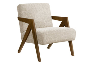 English Elm Accent Chair Upholstered in Grey Fabric with Walnut Arms for Mid-century Living Rooms Cream B2710P501845