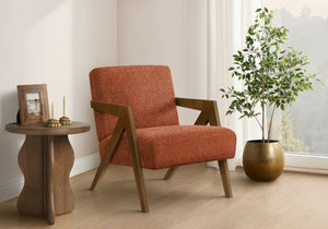 English Elm Accent Chair Upholstered in Grey Fabric with Walnut Arms for Mid-century Living Rooms Red B2710P501847