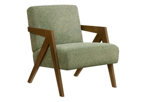 English Elm Accent Chair Upholstered in Grey Fabric with Walnut Arms for Mid-century Living Rooms Green B2710P501848