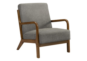 English Elm Accent Chair Mid Century Modern Upholstered Seat with Tapered Walnut Legs for Living Room Gray B2710P501853