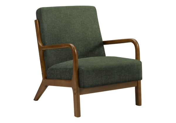 English Elm Accent Chair Mid Century Modern Upholstered Seat with Tapered Walnut Legs for Living Room Green B2710P501855