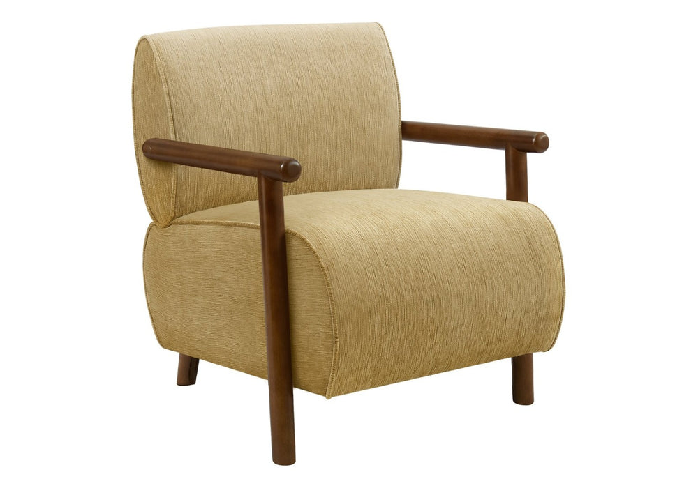 English Elm Accent Chair Mid Century Modern Upholstered Seat with Walnut Legs for Living Room Gold B2710P501861