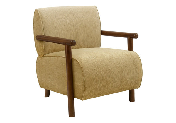 English Elm Accent Chair Mid Century Modern Upholstered Seat with Walnut Legs for Living Room Gold B2710P501861