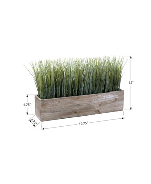 English Elm Artificial Grass Tabletop Plant in Rectangular Wood Pot for Modern Minimalist Spaces B2710P501878