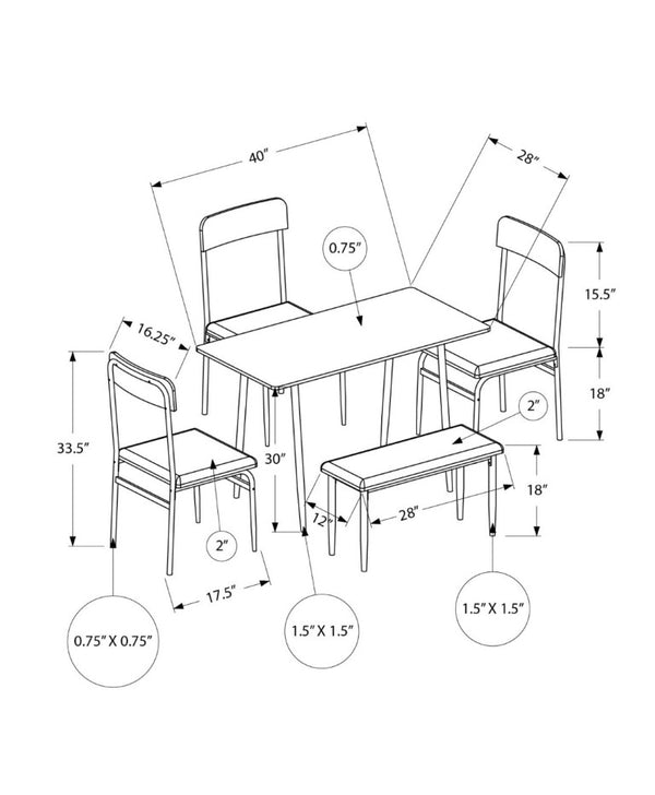 English Elm Dining Set 5 Piece Rustic Oak and Black Metal Table with Four Cushioned Chairs B2710P501889