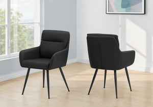 English Elm Dining Side Chairs Set of 2 Faux Leather Upholstered with Sleek Metal Legs Modern Black B2710P501890