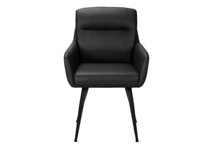 English Elm Dining Side Chairs Set of 2 Faux Leather Upholstered with Sleek Metal Legs Modern Black B2710P501890