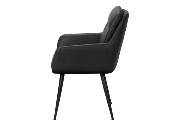 English Elm Dining Side Chairs Set of 2 Faux Leather Upholstered with Sleek Metal Legs Modern Black B2710P501890