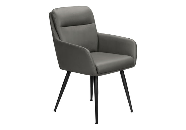 English Elm Dining Side Chairs Set of 2 Faux Leather Upholstered with Sleek Metal Legs Modern Grey B2710P501891