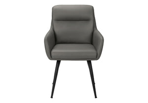English Elm Dining Side Chairs Set of 2 Faux Leather Upholstered with Sleek Metal Legs Modern Grey B2710P501891