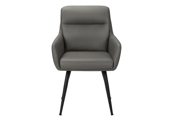 English Elm Dining Side Chairs Set of 2 Faux Leather Upholstered with Sleek Metal Legs Modern Grey B2710P501891