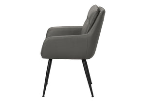 English Elm Dining Side Chairs Set of 2 Faux Leather Upholstered with Sleek Metal Legs Modern Grey B2710P501891