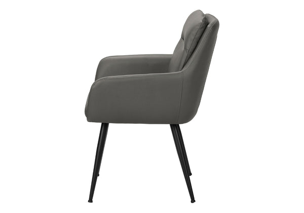 English Elm Dining Side Chairs Set of 2 Faux Leather Upholstered with Sleek Metal Legs Modern Grey B2710P501891