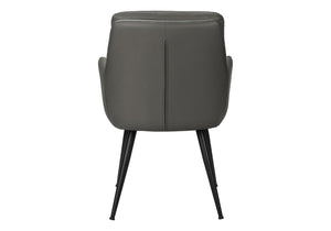 English Elm Dining Side Chairs Set of 2 Faux Leather Upholstered with Sleek Metal Legs Modern Grey B2710P501891