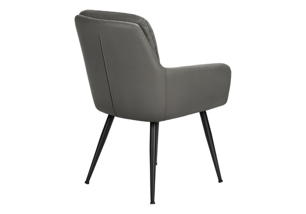 English Elm Dining Side Chairs Set of 2 Faux Leather Upholstered with Sleek Metal Legs Modern Grey B2710P501891