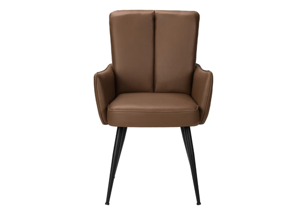 English Elm Dining Side Chairs Set of 2 Faux Leather Upholstered with Black Metal Legs Modern B2710P501892