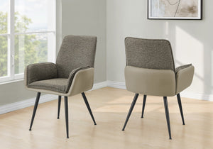 English Elm Dining Chair Set of 2 Two-tone Fabric and Leather Look Contemporary Kitchen Seating B2710P501893