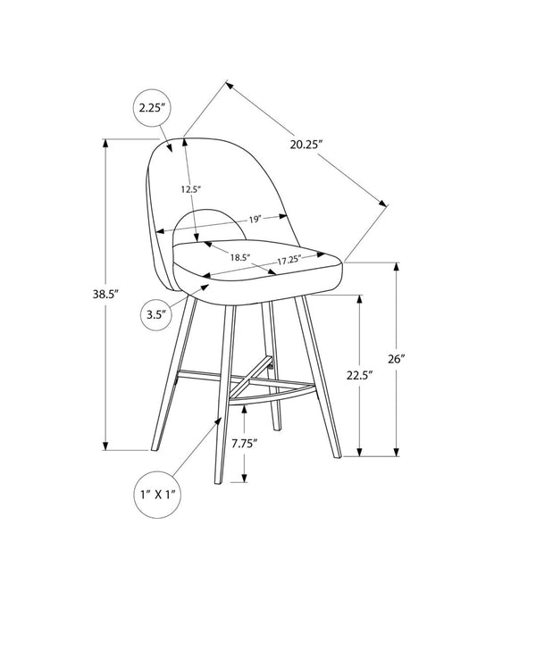 English Elm Barstool, Set of 2 Swivel Counter Height Upholstered Kitchen Island Seating Modern Grey B2710P501897