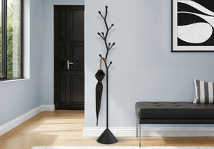 English Elm Coat Rack Hall Tree with 8 Hooks Powder Coated Black Metal Entryway Organizer B2710P501899