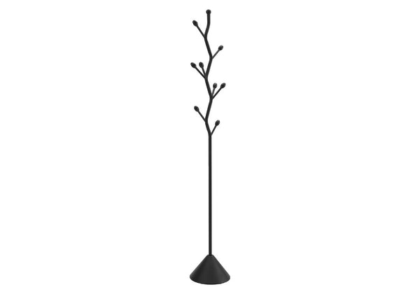 English Elm Coat Rack Hall Tree with 8 Hooks Powder Coated Black Metal Entryway Organizer B2710P501899