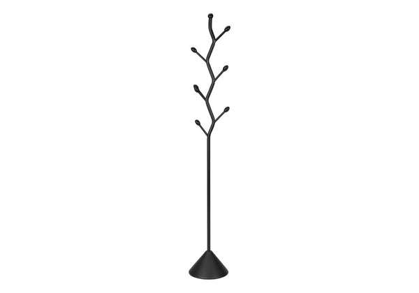 English Elm Coat Rack Hall Tree with 8 Hooks Powder Coated Black Metal Entryway Organizer B2710P501899