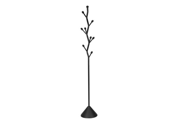 English Elm Coat Rack Hall Tree with 8 Hooks Powder Coated Black Metal Entryway Organizer B2710P501899