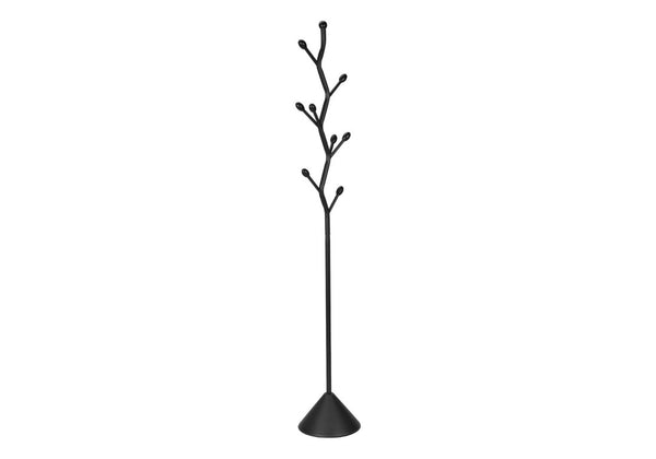 English Elm Coat Rack Hall Tree with 8 Hooks Powder Coated Black Metal Entryway Organizer B2710P501899