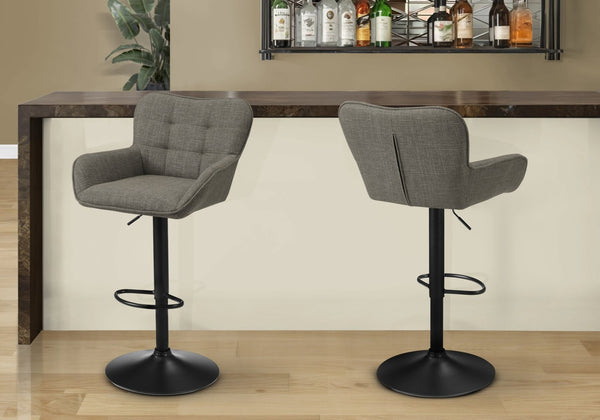 English Elm Barstool, Set of 2 Swivel Adjustable Height Upholstered Kitchen Island Seating Taupe B2710P501903