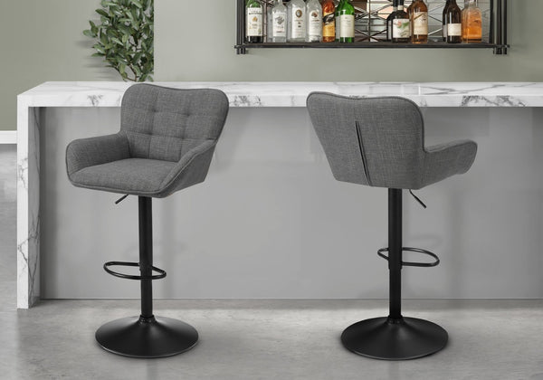 English Elm Barstool, Set of 2 Swivel Adjustable Height Upholstered Kitchen Island Seating Grey B2710P501904