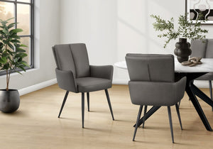 English Elm Dining Chair Set of 2 High Back Faux Leather Upholstered Modern Urban Seating Grey B2710P558630