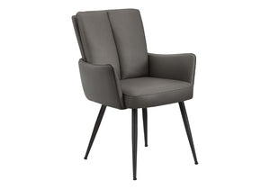 English Elm Dining Chair Set of 2 High Back Faux Leather Upholstered Modern Urban Seating Grey B2710P558630