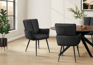 English Elm Dining Chair Set of 2 High Back Faux Leather Upholstered Modern Urban Seating Black B2710P558631
