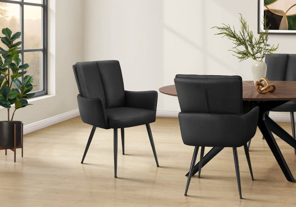 English Elm Dining Chair Set of 2 High Back Faux Leather Upholstered Modern Urban Seating Black B2710P558631