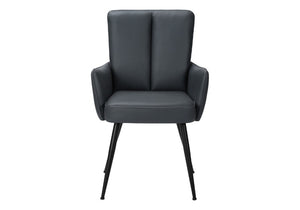 English Elm Dining Arm Chairs Set of 2 Blue Faux Leather with Black Metal Frame Modern Style B2710P558632