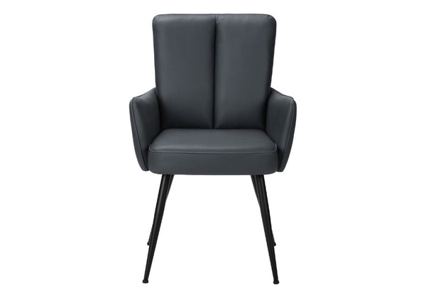 English Elm Dining Arm Chairs Set of 2 Blue Faux Leather with Black Metal Frame Modern Style B2710P558632