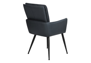 English Elm Dining Arm Chairs Set of 2 Blue Faux Leather with Black Metal Frame Modern Style B2710P558632
