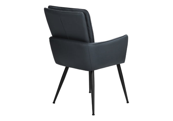 English Elm Dining Arm Chairs Set of 2 Blue Faux Leather with Black Metal Frame Modern Style B2710P558632