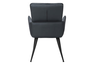 English Elm Dining Arm Chairs Set of 2 Blue Faux Leather with Black Metal Frame Modern Style B2710P558632