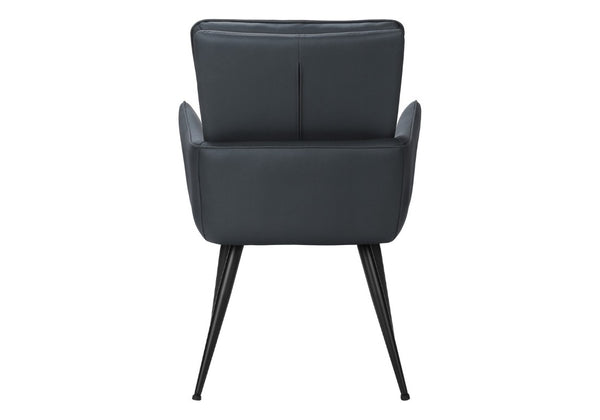English Elm Dining Arm Chairs Set of 2 Blue Faux Leather with Black Metal Frame Modern Style B2710P558632