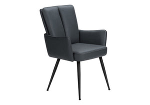 English Elm Dining Arm Chairs Set of 2 Blue Faux Leather with Black Metal Frame Modern Style B2710P558632