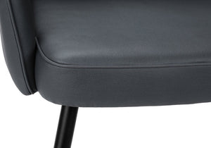English Elm Dining Arm Chairs Set of 2 Blue Faux Leather with Black Metal Frame Modern Style B2710P558632