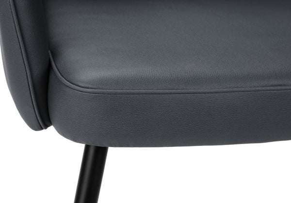 English Elm Dining Arm Chairs Set of 2 Blue Faux Leather with Black Metal Frame Modern Style B2710P558632