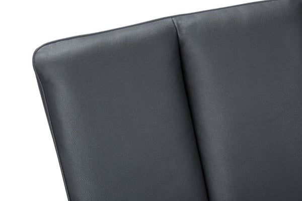 English Elm Dining Arm Chairs Set of 2 Blue Faux Leather with Black Metal Frame Modern Style B2710P558632