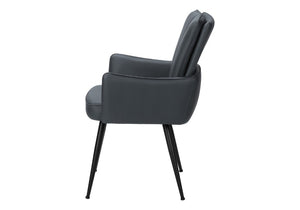 English Elm Dining Arm Chairs Set of 2 Blue Faux Leather with Black Metal Frame Modern Style B2710P558632