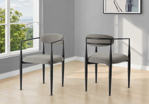 English Elm Dining Side Chairs Set of 2 Grey Upholstered Foam Seat Black Metal Legs Modern B2710P558633